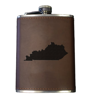 Kentucky Shape Leather Flask