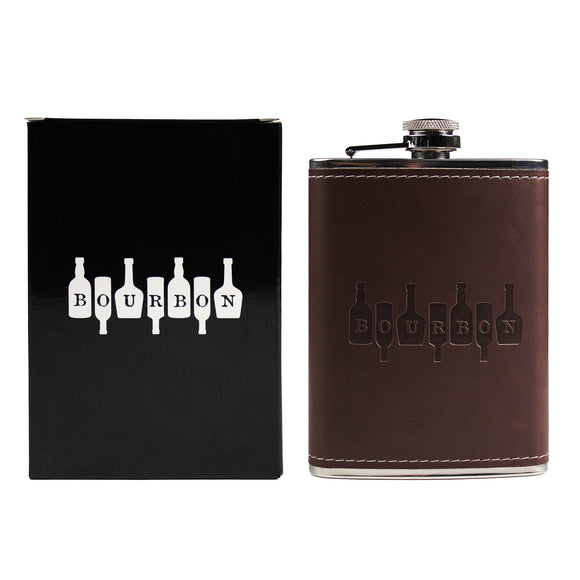Bourbon on Bottles Leather Flask