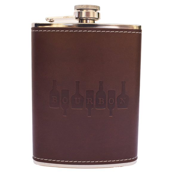 Bourbon on Bottles Leather Flask
