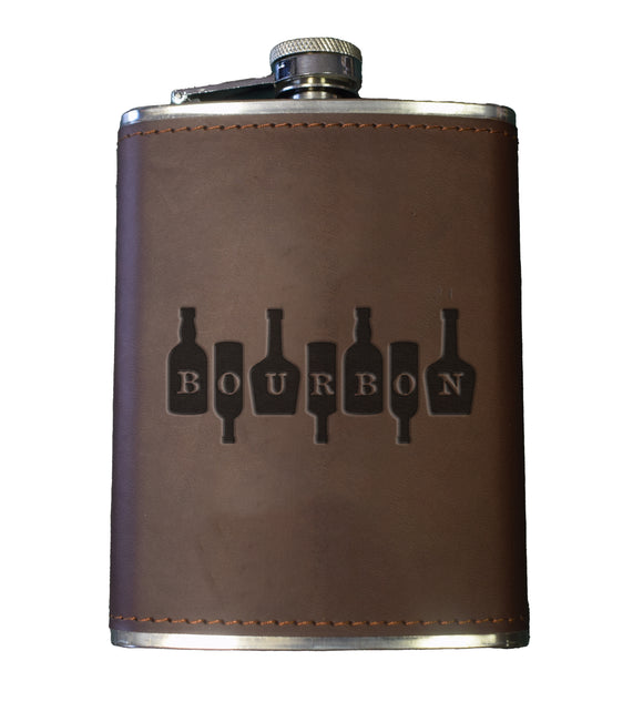Bourbon on Bottles Leather Flask