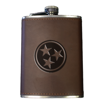 Tennessee Tri-Star Leather Flask