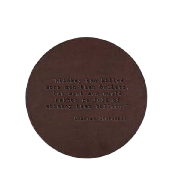 Winston Churchill Quote Leather Coaster