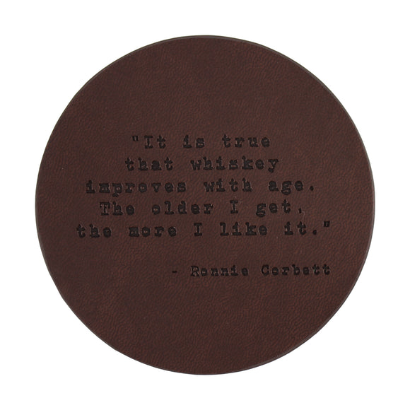 Ronnie Corbett Quote Leather Coaster
