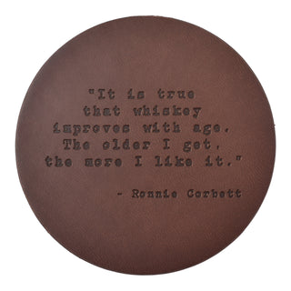 Ronnie Corbett Quote Leather Coaster