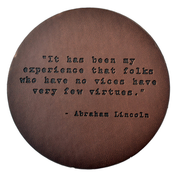 Abraham Lincoln Quote Leather Coaster