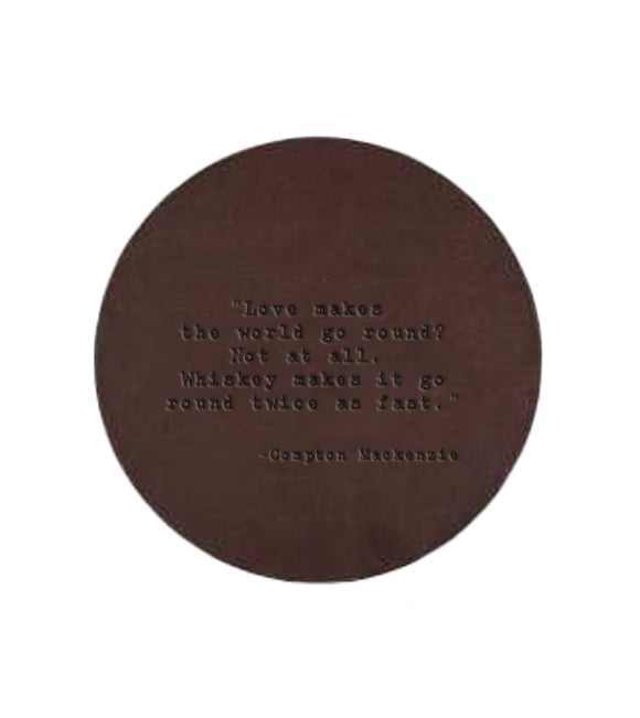 Compton Mackenzie Quote Leather Coaster