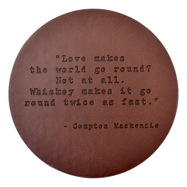 Compton Mackenzie Quote Leather Coaster