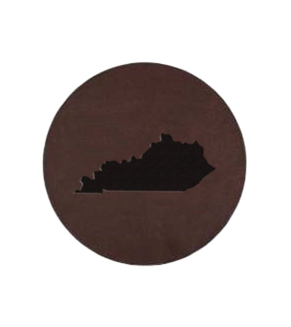 Kentucky Shape Round Leather Coaster