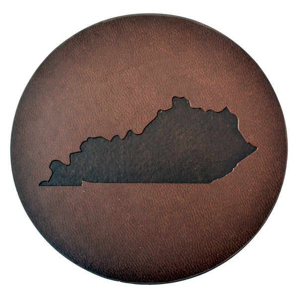 Kentucky Shape Round Leather Coaster