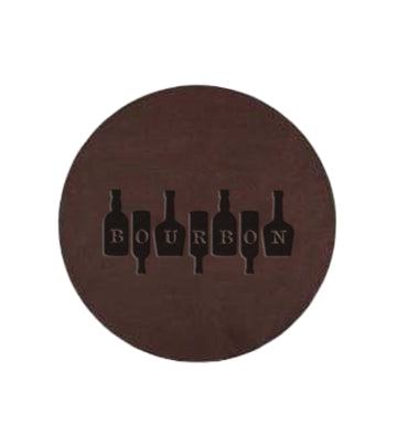 Bourbon on Bottles Round Leather Coaster