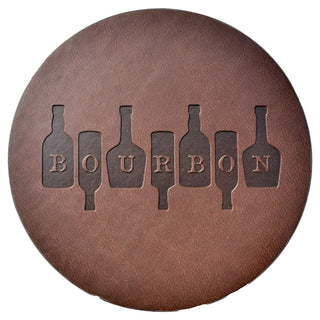 Bourbon on Bottles Round Leather Coaster