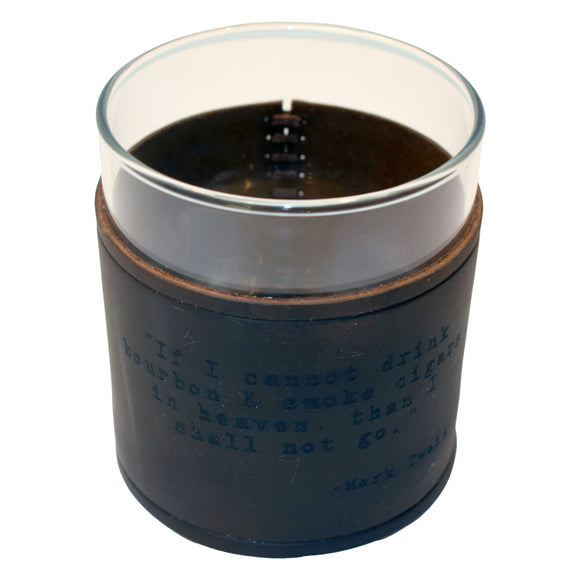 Mark Twain Quote Rocks Glass with Leather Sleeve