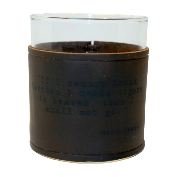 Mark Twain Quote Rocks Glass with Leather Sleeve