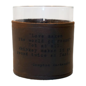 Compton Mackenzie Quote Rocks Glass with Leather Sleeve