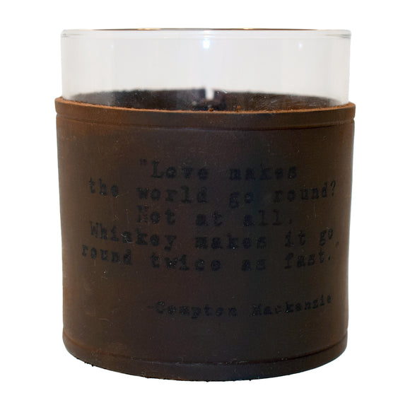 Compton Mackenzie Quote Rocks Glass with Leather Sleeve