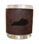 Kentucky Shape Rocks Glass with Leather Sleeve-4