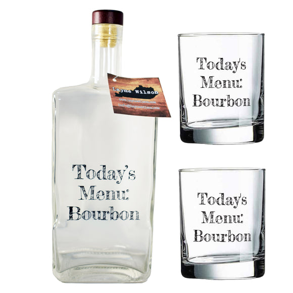 Decanter with Two Rocks Glasses Gift Basket