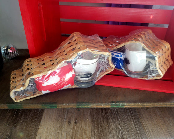 Bourbon Rocks Sock with Bourbon on Bottles Rocks Glass Gift Basket