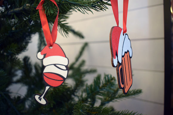 Wine Glass with Santa Hat Ornament