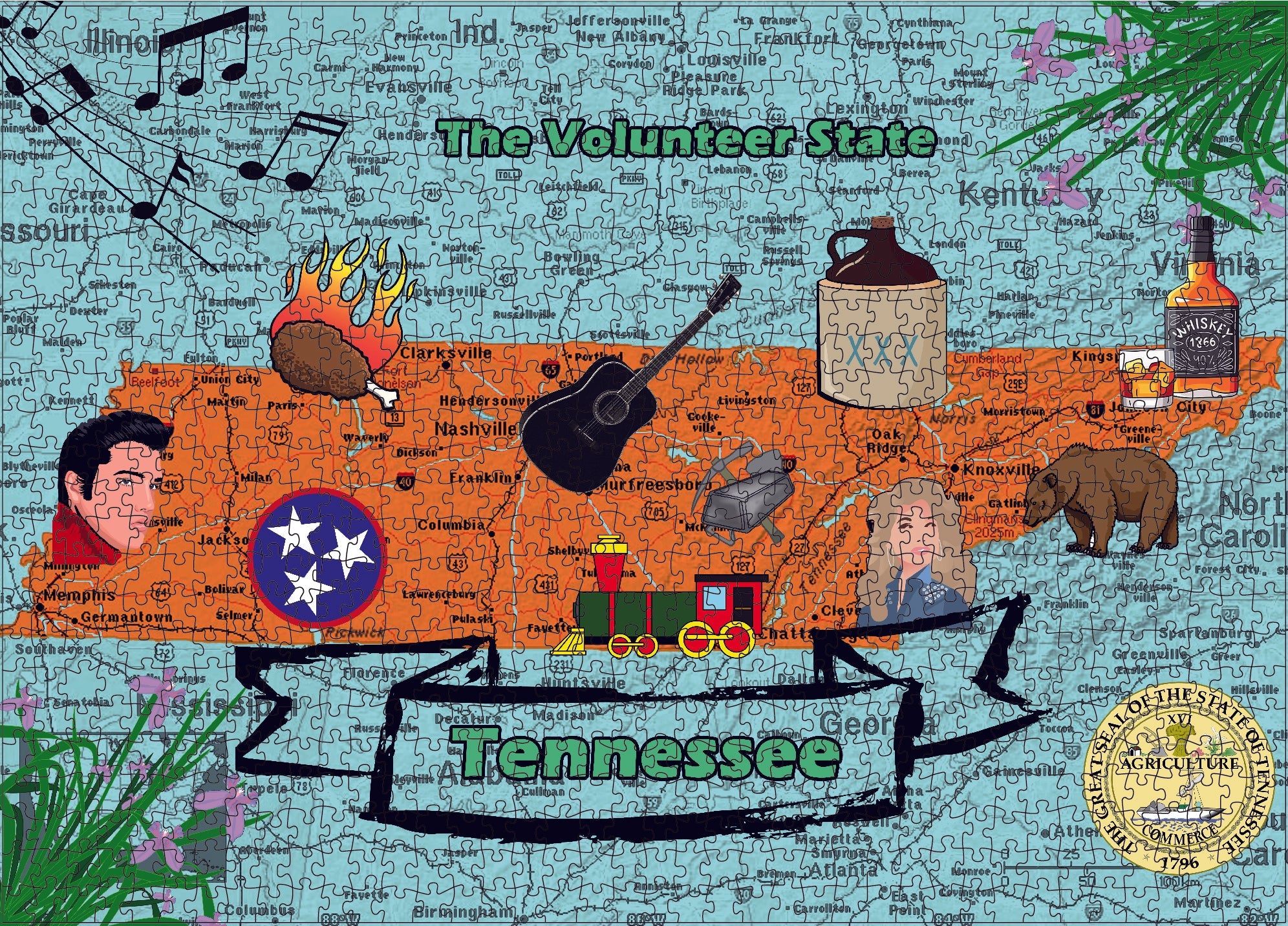 Tennessee the Volunteer State 1000 Piece Jigsaw Puzzle