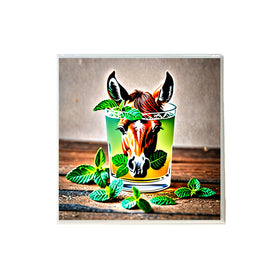 Horse in Mint Julep Ceramic Coaster