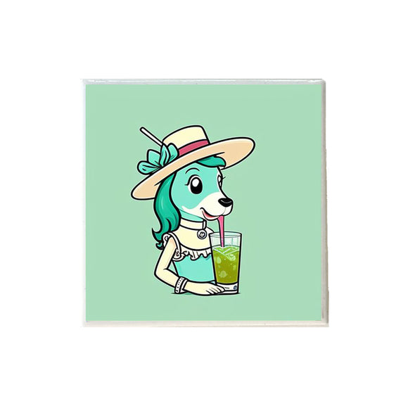 Horse Drinking Mint Julep Ceramic Coaster