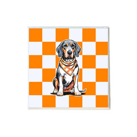 Tennessee Checkerboard Bluetick Coonhound Ceramic Coaster