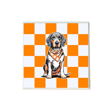 Tennessee Checkerboard Bluetick Coonhound Ceramic Coaster