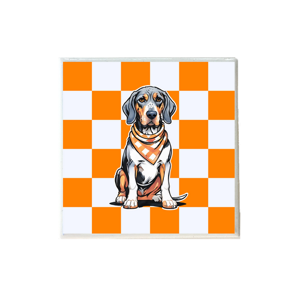 Tennessee Checkerboard Bluetick Coonhound Ceramic Coaster
