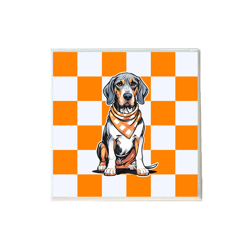 Tennessee Checkerboard Bluetick Coonhound Ceramic Coaster