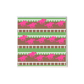 Dark Pink Horses on Race Track Coaster