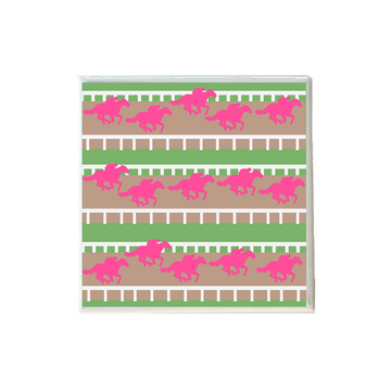 Light Pink Horses on Race Track Coaster