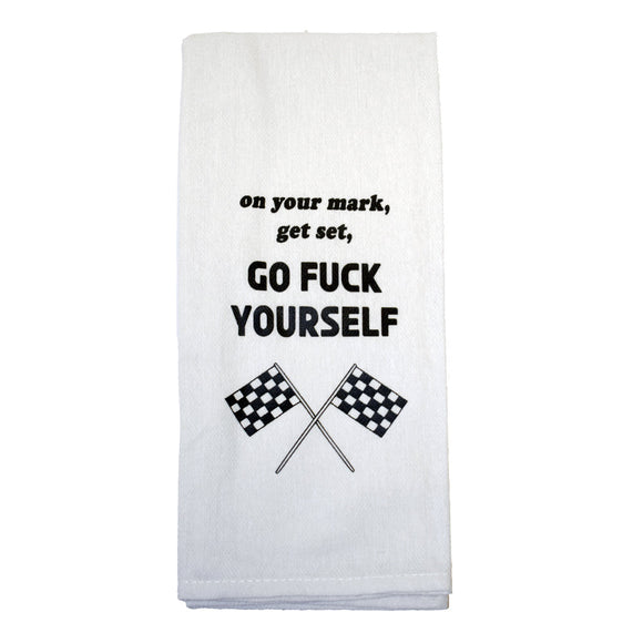 On Your Mark Get Set Tea Towel
