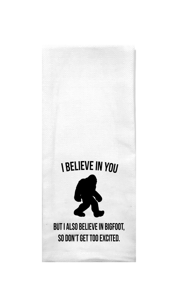 I Believe in Bigfoot Tea Towel