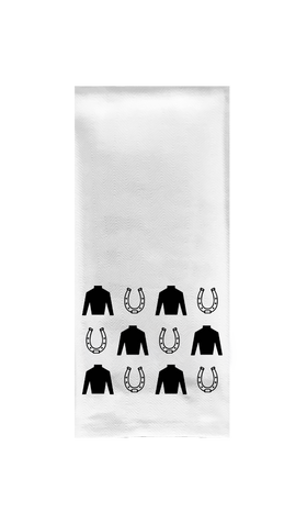 Jockey Silks and Horseshoes Tea Towel