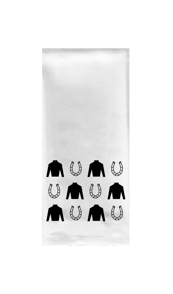 Jockey Silks and Horseshoes Tea Towel