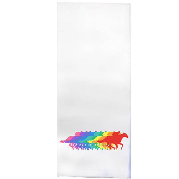 Derby Horses in Rainbow Printed Color Tea Towel