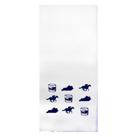 Kentucky Shape, Derby Horses and Bourbon Printed Color Tea Towel