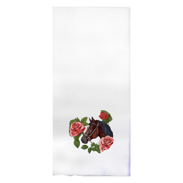 Derby Horse and Roses Printed Color Tea Towel