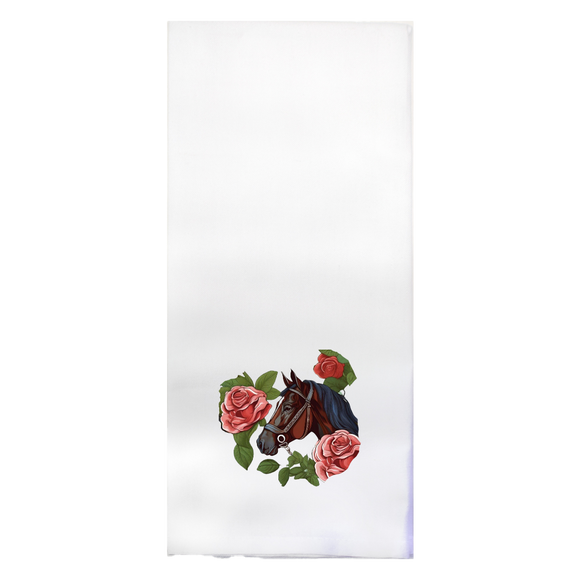 Derby Horse and Roses Printed Color Tea Towel