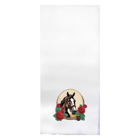 Derby Horse Head with Roses Printed Color Tea Towel