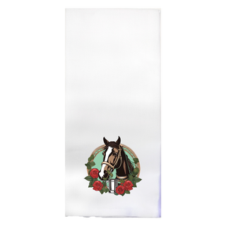 Derby Horse with Rose Wreath Printed Color Tea Towel