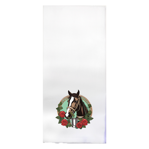 Derby Horse with Rose Wreath Printed Color Tea Towel