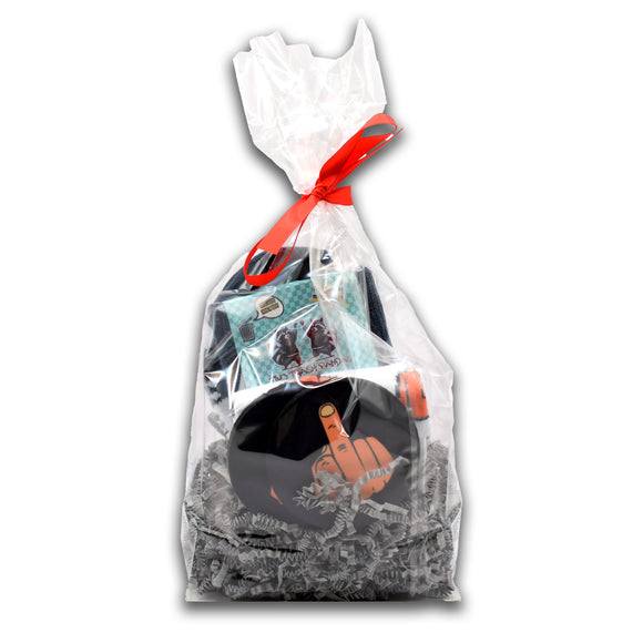 Middle Finger Women's Sock with Car Coasters Gift Basket