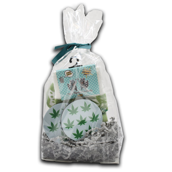 Fancy Weed Men's Sock with Car Coasters Gift Basket