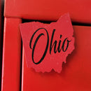 Ohio Script Red and Black Printed Wooden Magnet-3
