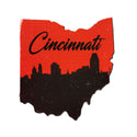 Ohio Shape Cincinnati Skyline Wooden Magnet