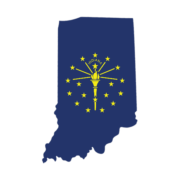 Indiana Shape State Flag Wooden Magnet