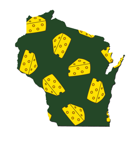 Wisconsin Cheese Pattern Wooden Magnet