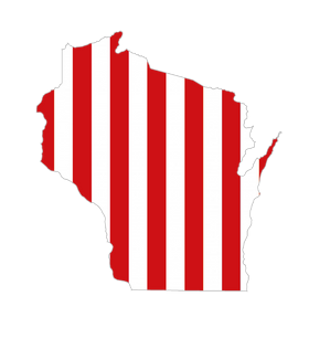 Wisconsin Red and White Stripes Wooden Magnet